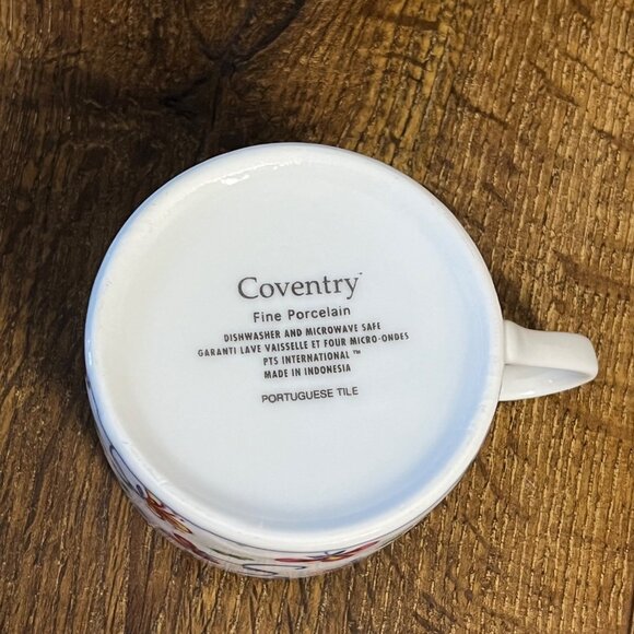 Coventry Portuguese Tile Cup Fine Porcelain White Floral - Picture 7 of 7